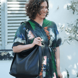 Black leather convertible backpack handbag