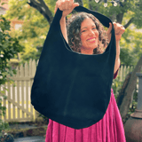 Black soft suede hobo