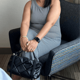 Black woven Italian leather purse