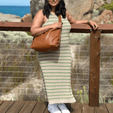 Italian leather convertible crossbody bag in tan