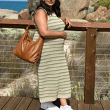 Italian leather convertible handbag in tan