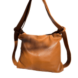 Italian leather convertible shoulder bag tan