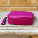 Sidekick leather crossbody bag bottom hot pink
