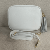 Soft Italian leather crossbody bag in white