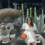 Tan woven Italian leather purse