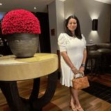 Tan woven leather handbag