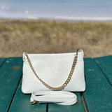 Womens white leather cross body bag