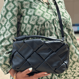 Woven leather crossbody bag