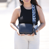 Silvia leather crossbody bag with wide strap