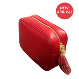 Silvia leather crossbody bag with wide strap