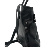 Black Leather Backpack Womens side angle