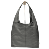 Grey leather shoulder bag soft