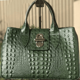 leather tote bag dark green