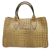 Taupe leather tote bag back view