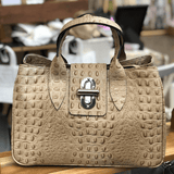 Taupe leather tote bag