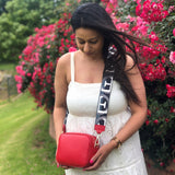 Silvia leather crossbody bag with wide strap