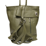 Olive Green Leather Backpack back of bag 