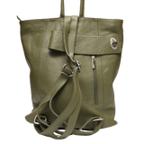 Olive Green Leather Backpack back of bag
