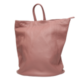 Pink pebbled leather backpack