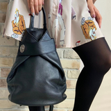 Black Leather Backpack Womens Australia on model