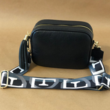 Silvia leather crossbody bag with wide strap