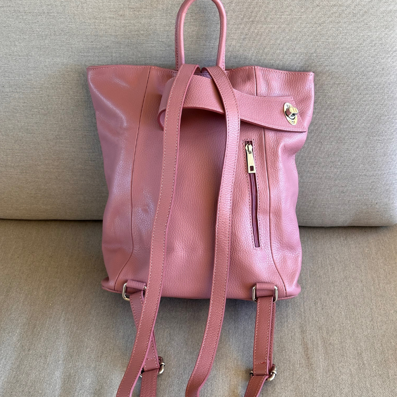 Pink leather backpack hot sale