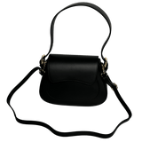 Black adjustable leather strap crossbody bag