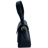 Black soft leather crossbody bag