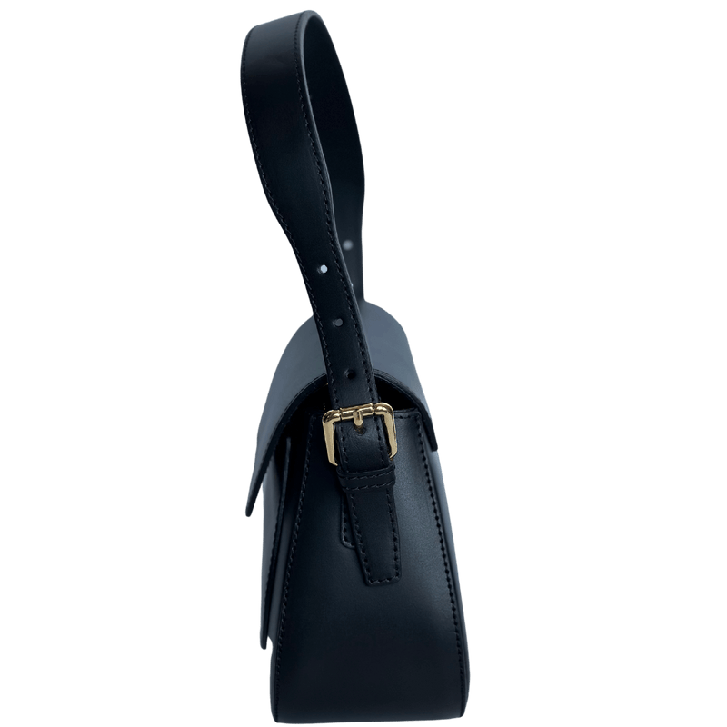 Black soft leather crossbody bag