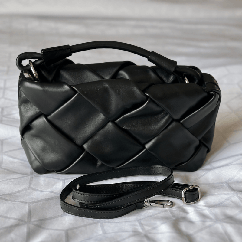 Black woven leather bag Australia