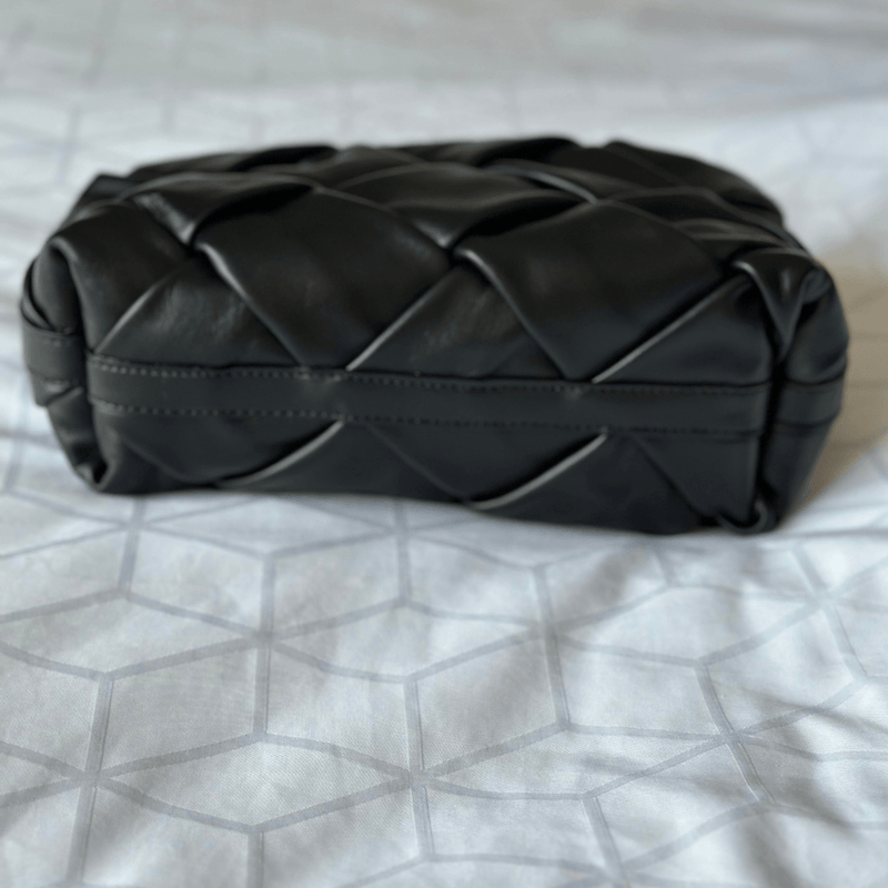 Black woven leather purse