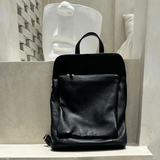 Convertible leather backpack in black