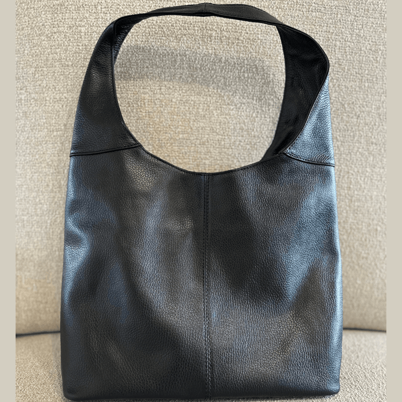 Black everyday Italian leather shoulder bag 