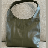 Olive green everyday Italian leather shoulder bag 