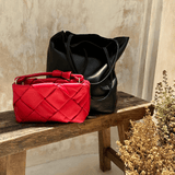 Italian woven leather crossbody bag in red