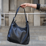 Leather convertible handbag backpack black