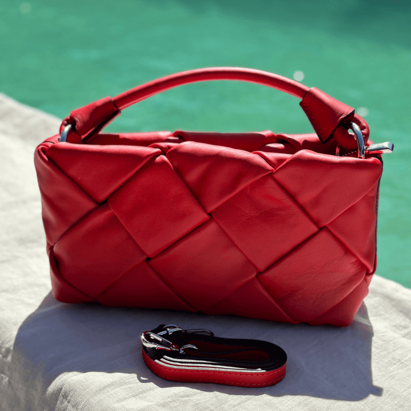 Red Woven Leather Bag Australia