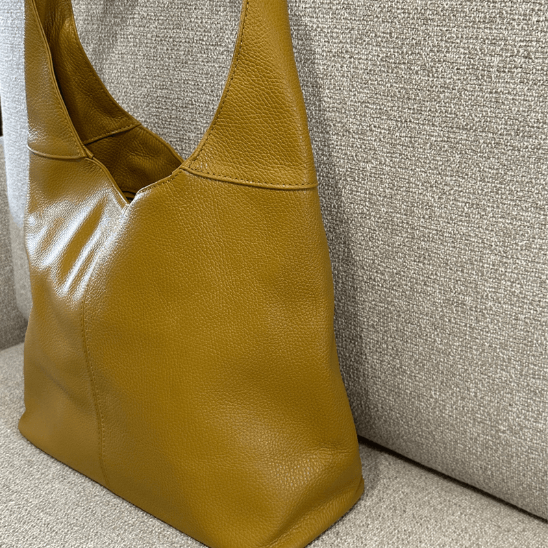 Side of mustard everyday Italian leather shoulder bag 
