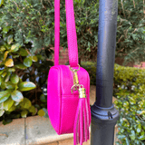 Sidekick leather crossbody bag hot pink