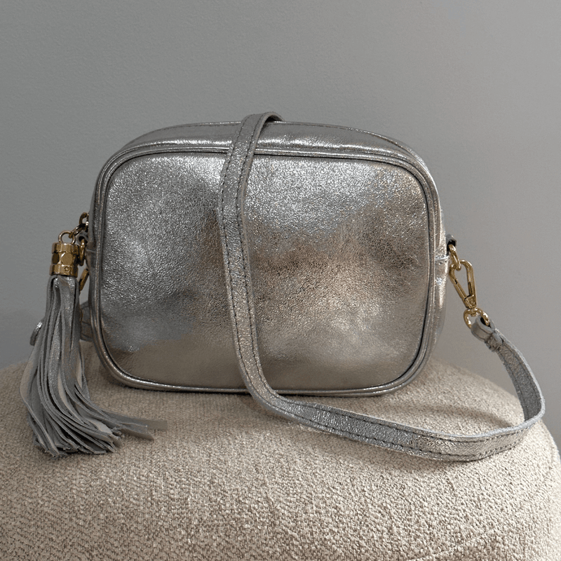Sidekick leather crossbody bag silver