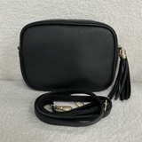Soft Italian leather crossbody bag in black