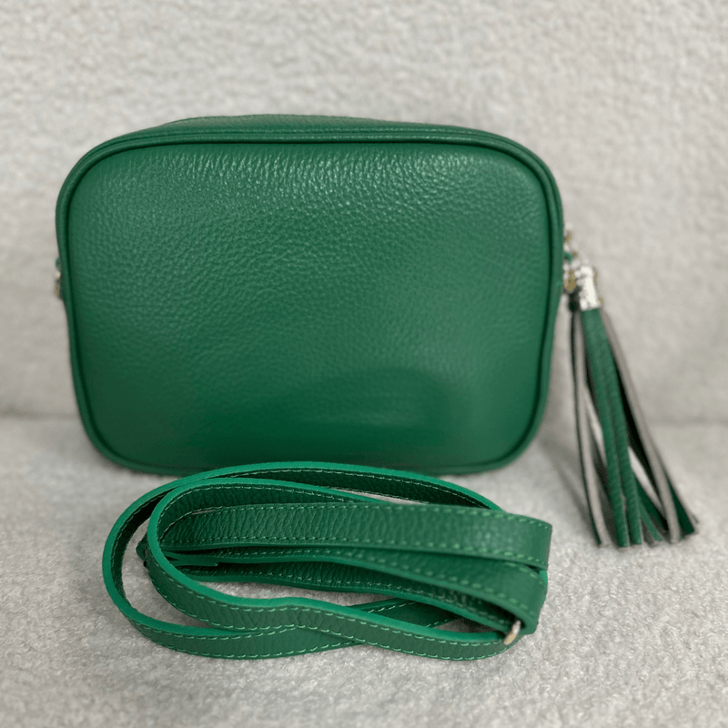 Soft Italian leather crossbody bag in green