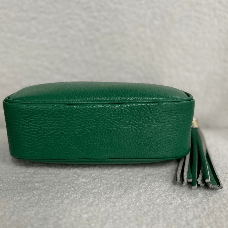 Soft Italian leather crossbody sidekick bag in green