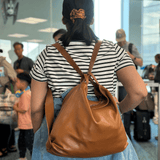 Tan leather convertible backpack