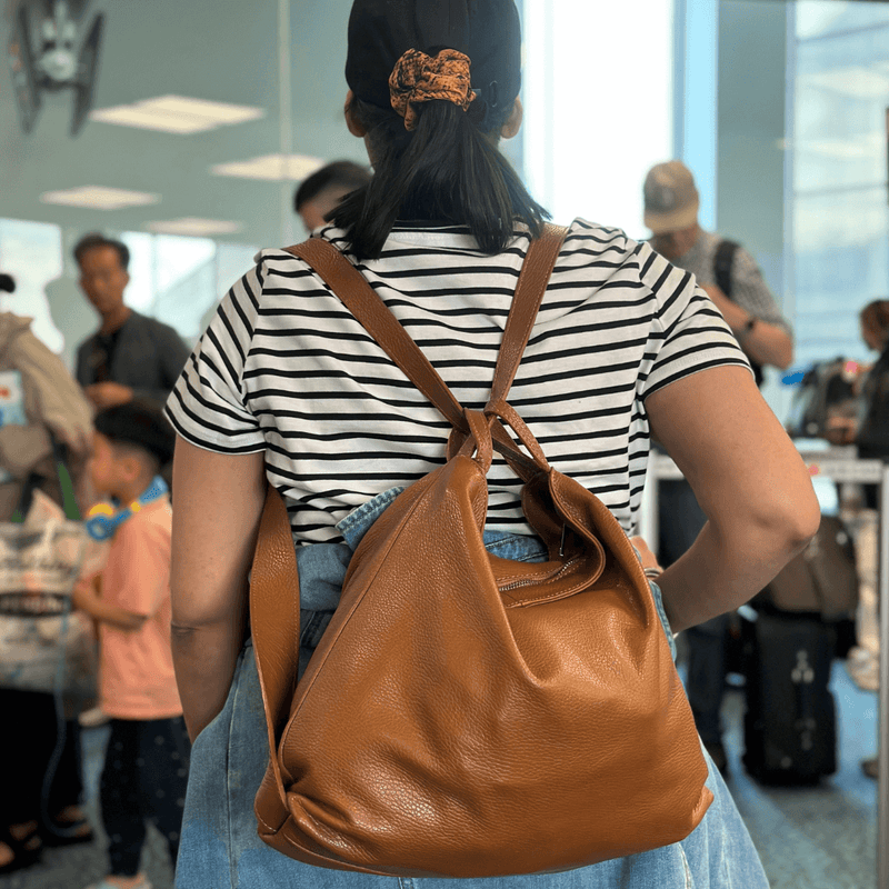 Leather bag converts to backpack online