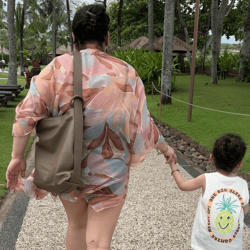 Taupe leather convertible backpack