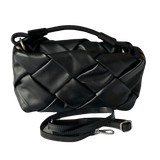 Woven leather crossbody bag in black