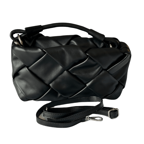 Woven leather crossbody bag in black