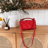 woven leather crossbody bag in red