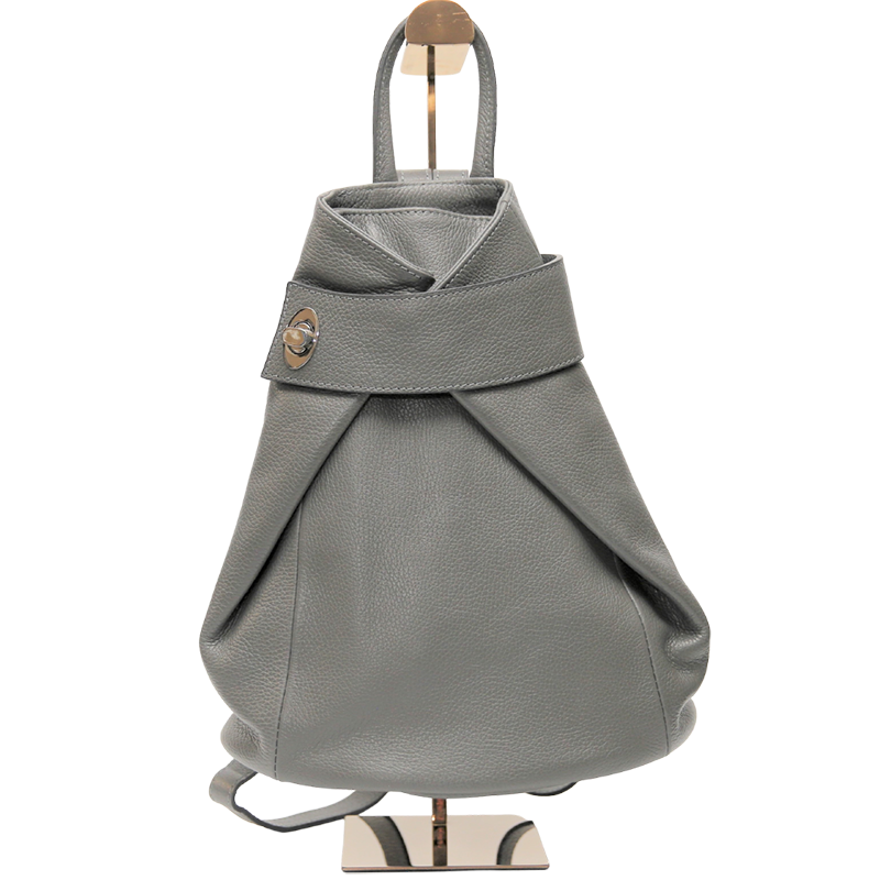 Grey leather backpack